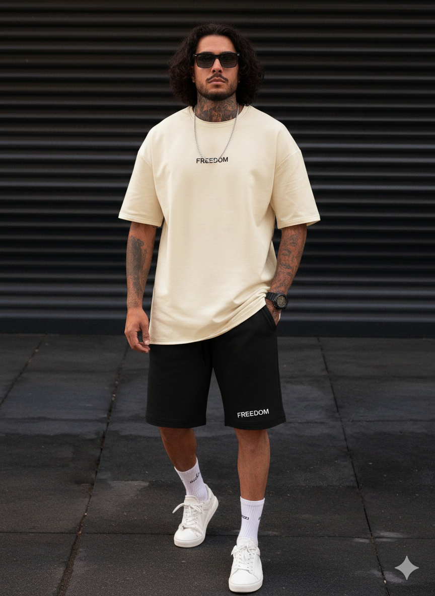 Camiseta Pantalonetas Oversize Beige