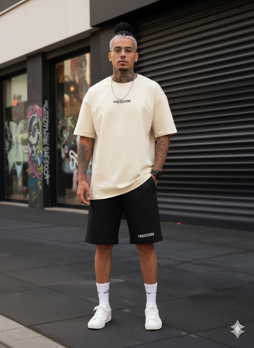 Camiseta Pantalonetas Oversize Beige
