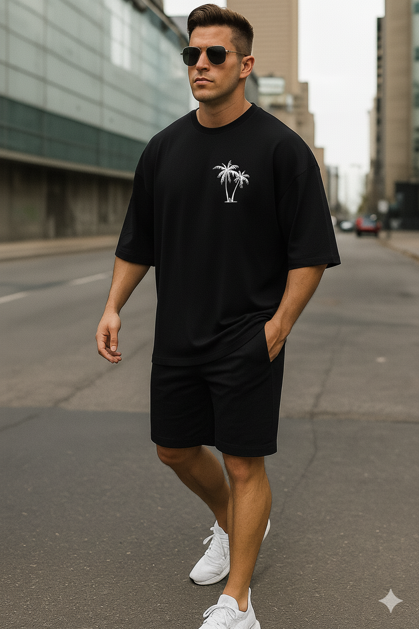 Camiseta Pantalonetas Oversize NEGRA