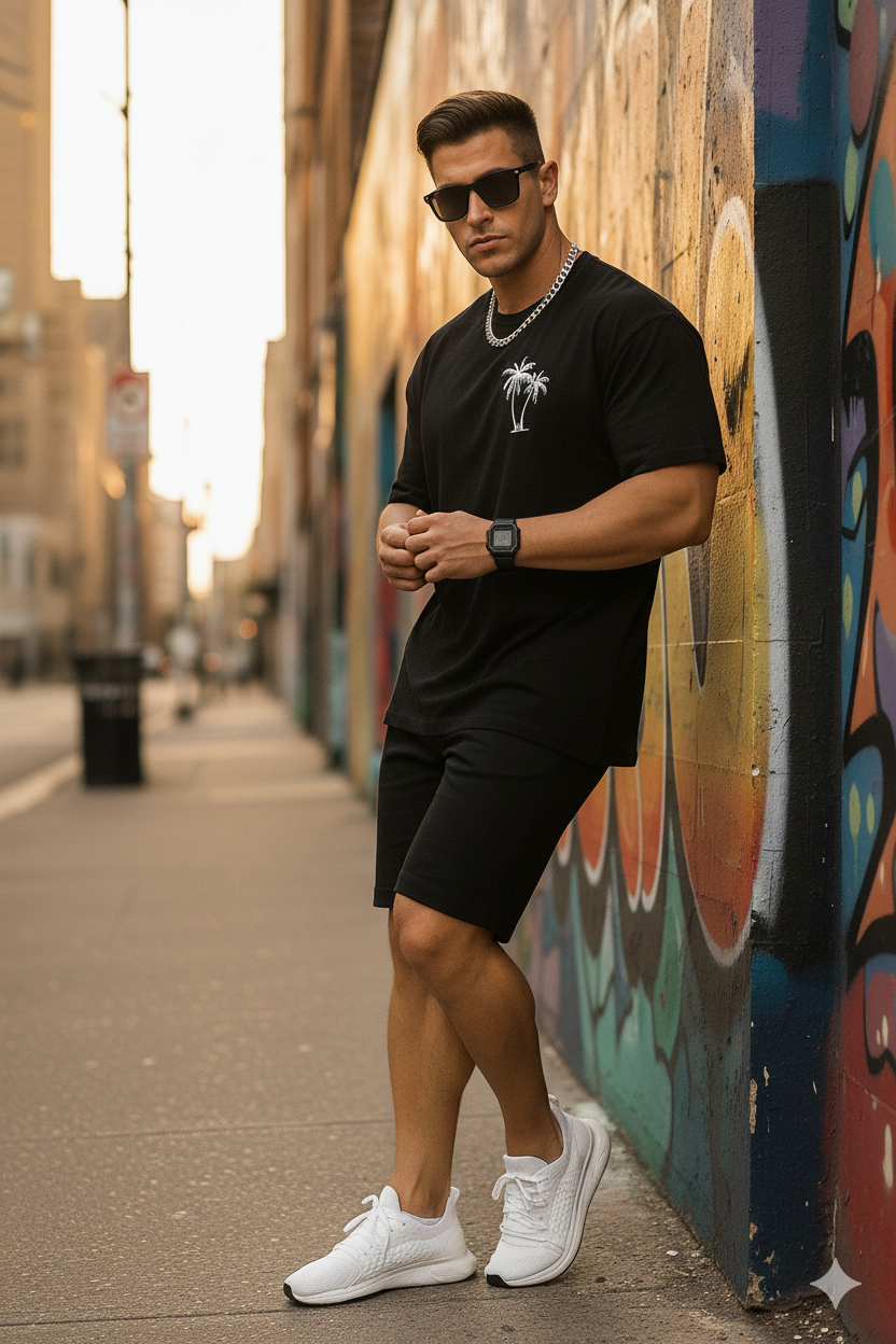 Camiseta Pantalonetas Oversize NEGRA