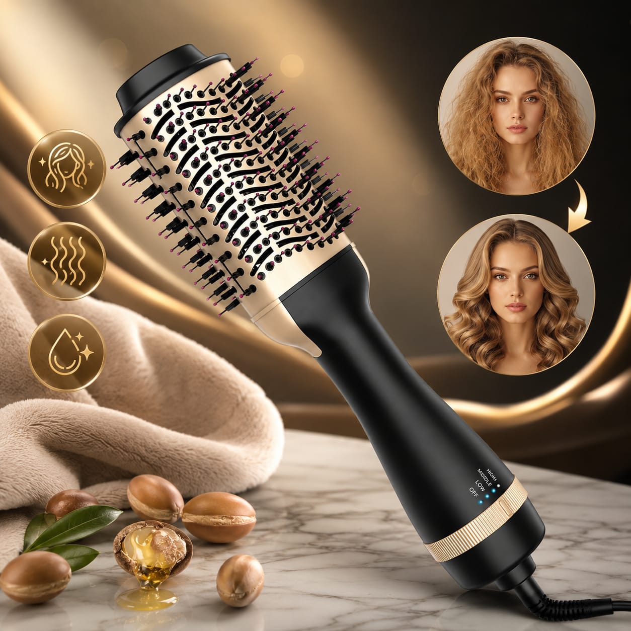 Cepillo Secador Para Cabello Keratin