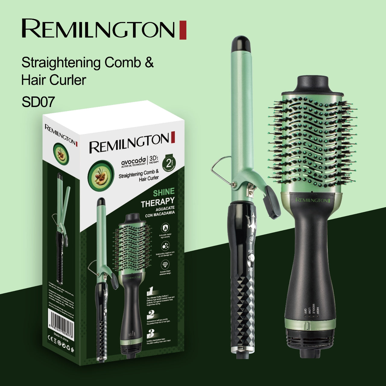 Combo Cepillo Secador y Pinza  REMILNGTON