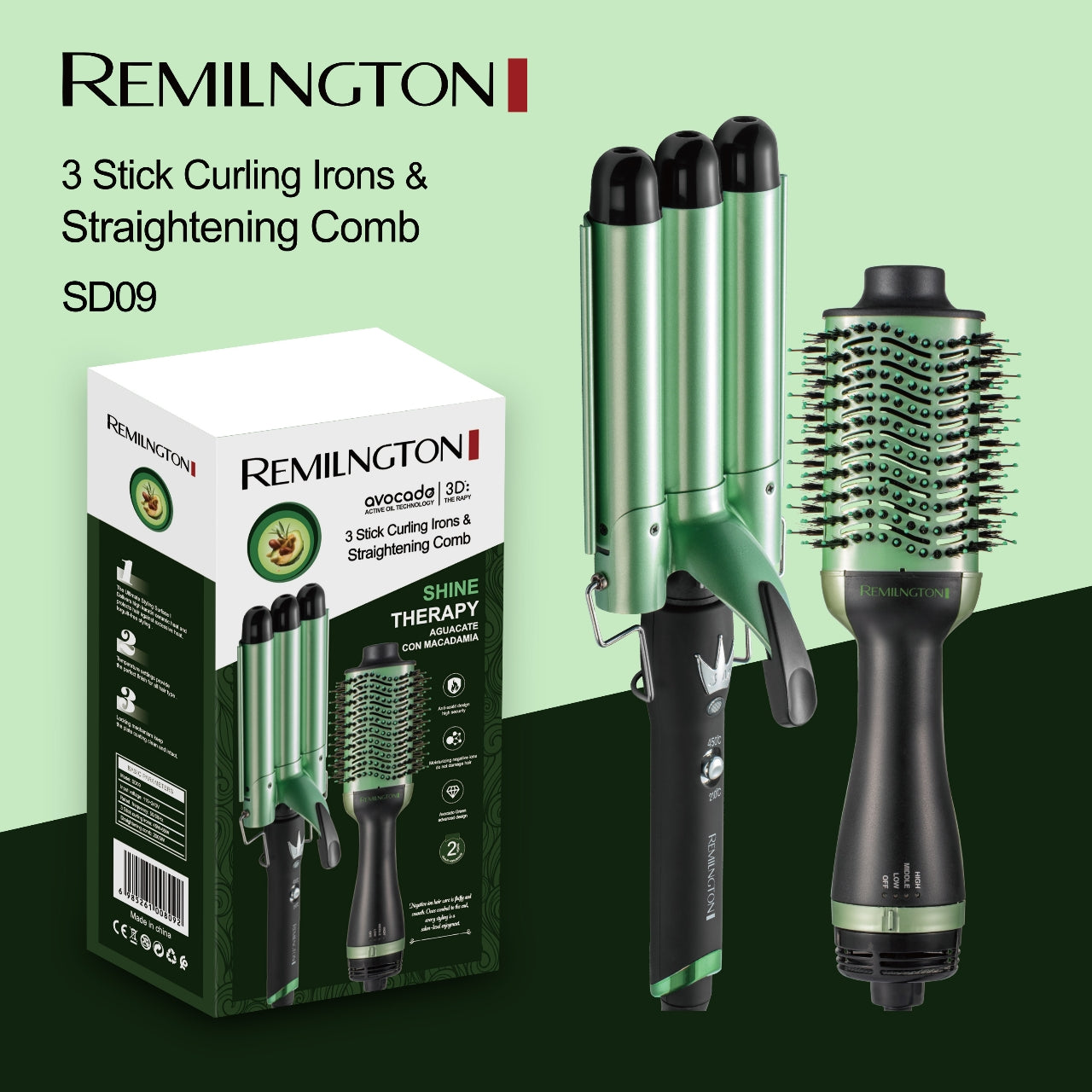 Combo Pinza Sirena Y Cepillo Secador REMILNGTON