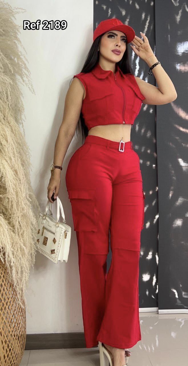 Conjunto Top Chaleco Y Pantalon