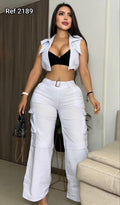 Conjunto Top Chaleco Y Pantalon
