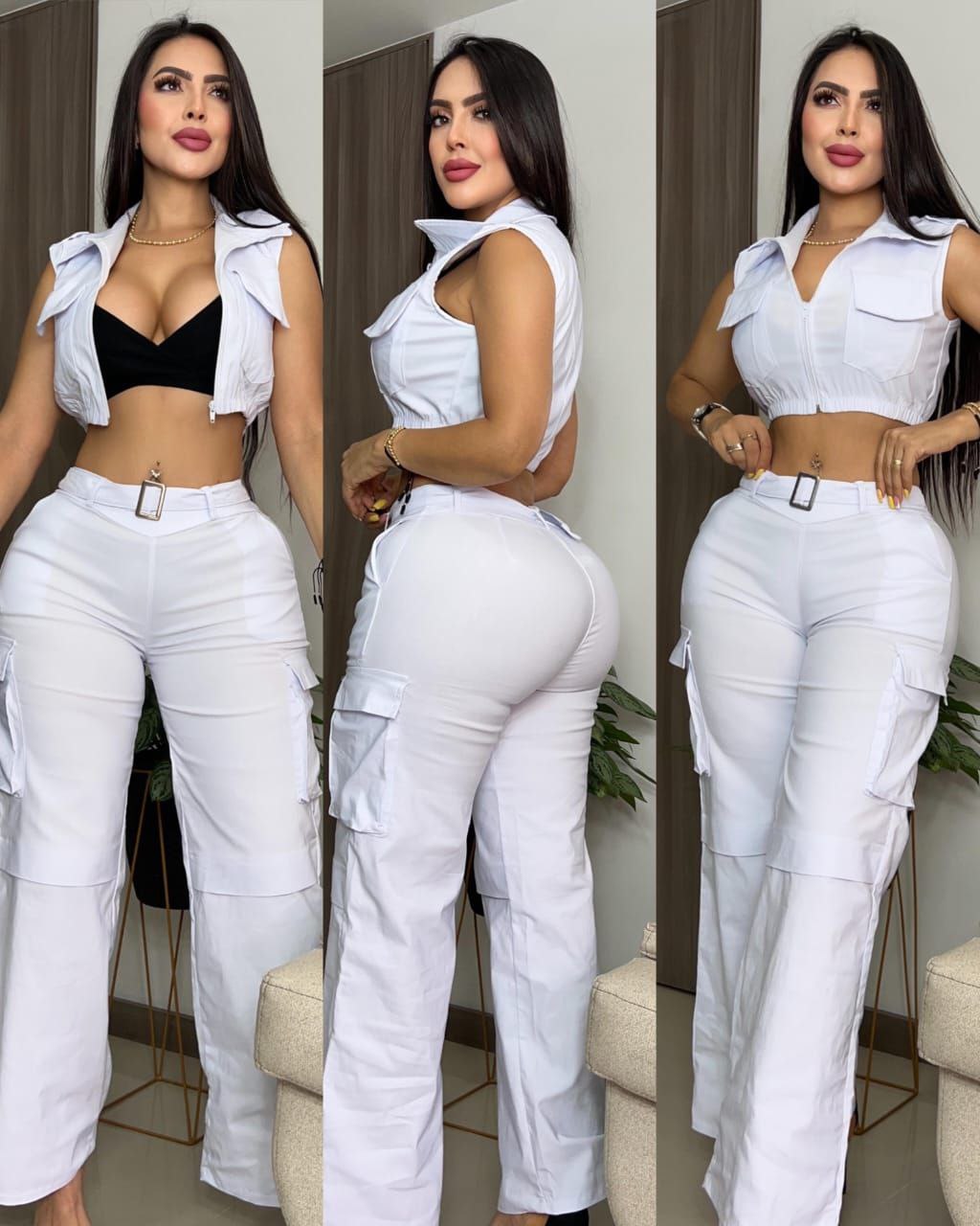 Conjunto Top Chaleco Y Pantalon