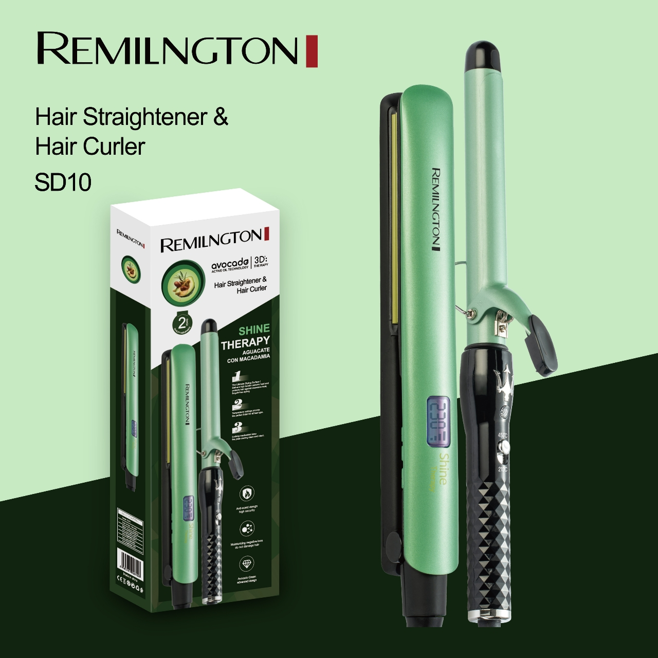 Combo Pinza Rizador y Plancha aguacate Remilngton