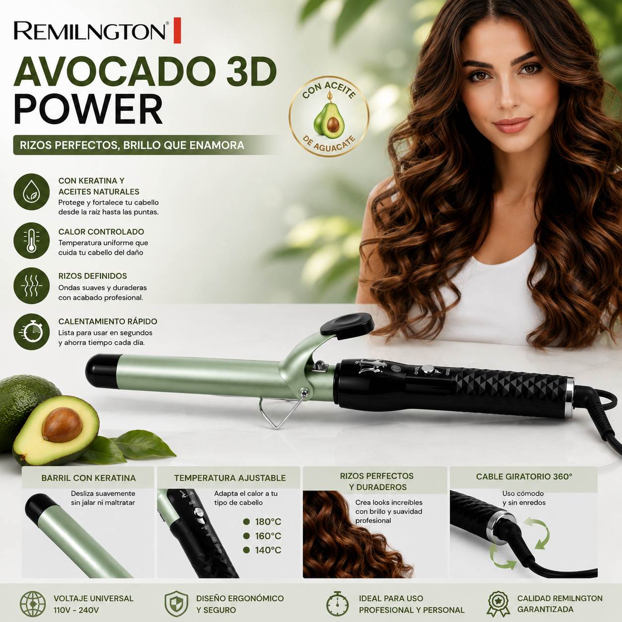 Combo Pinza y Secador Aguacate REMILNGTON